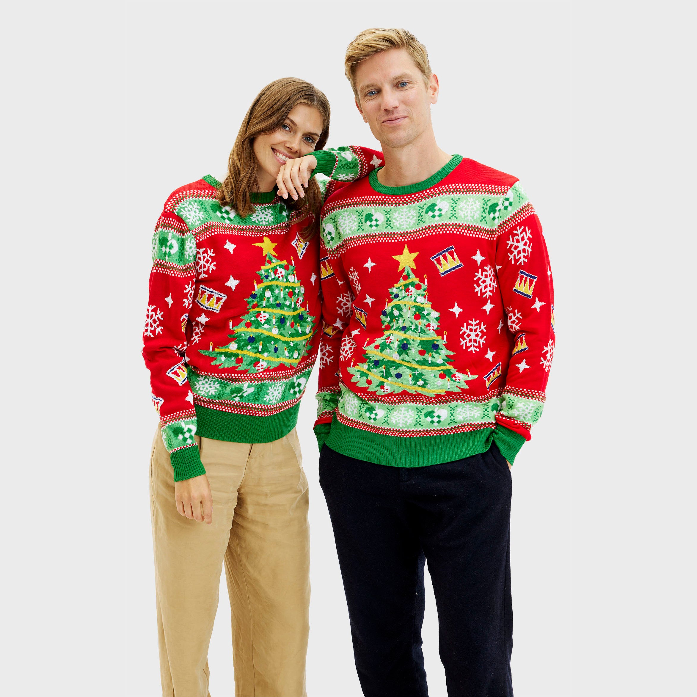 Juletræets Julesweater Rød LED - Herre